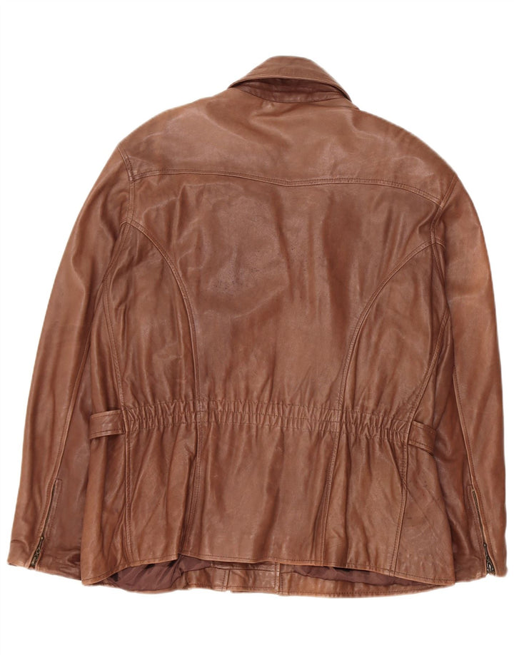 Vintage ženska prevelika kožna jakna UK 18 XL smeđa koža