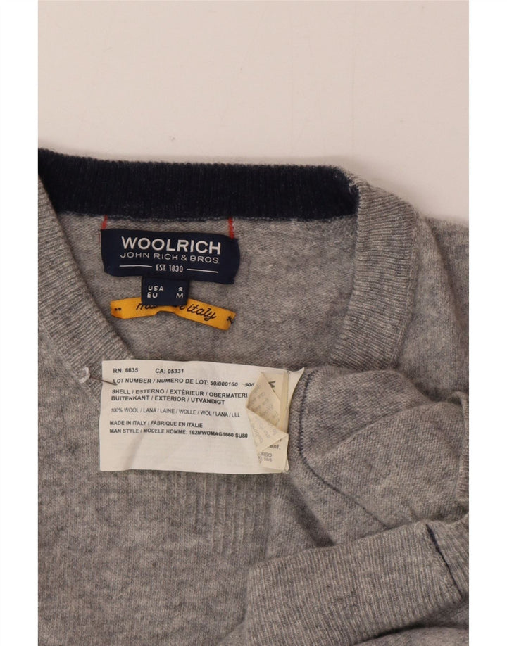 Woolrich muški džemper s okruglim izrezom mali sivi vuneni