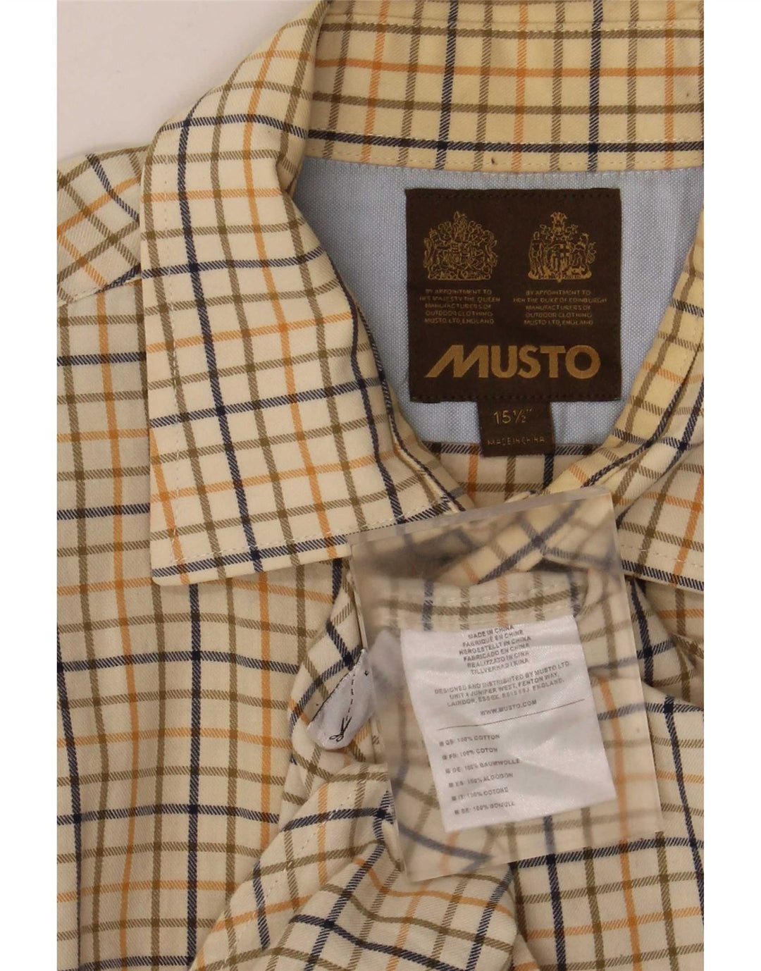 Musto muška košulja standardnog kroja, veličina 15 1/2, srednje žuti karirani pamuk