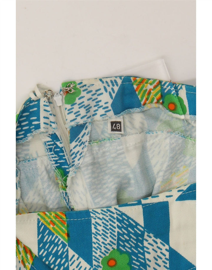 VINTAGE ženska suknja A-kroja IT 48 XL W38 Plava geometrijska