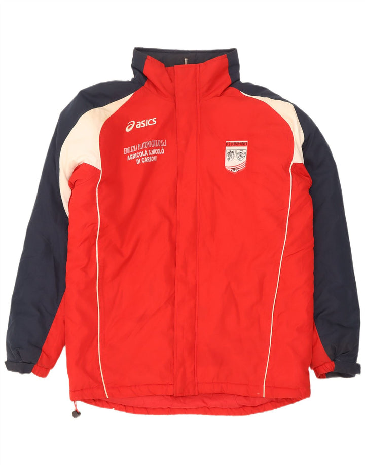 Asics muška grafička vjetrovka jakna UK 40 Large Red Colourblock poliester
