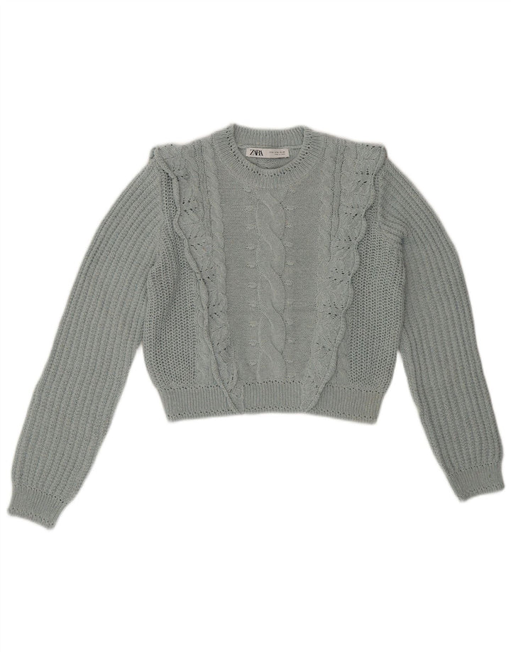 ZARA ženski pulover s okruglim izrezom UK 14 Srednje plava