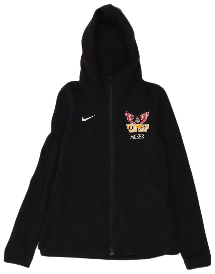 Nike Ženski Dri Fit Graphic Zip pulover s kapuljačom UK 12 srednje crni poliester
