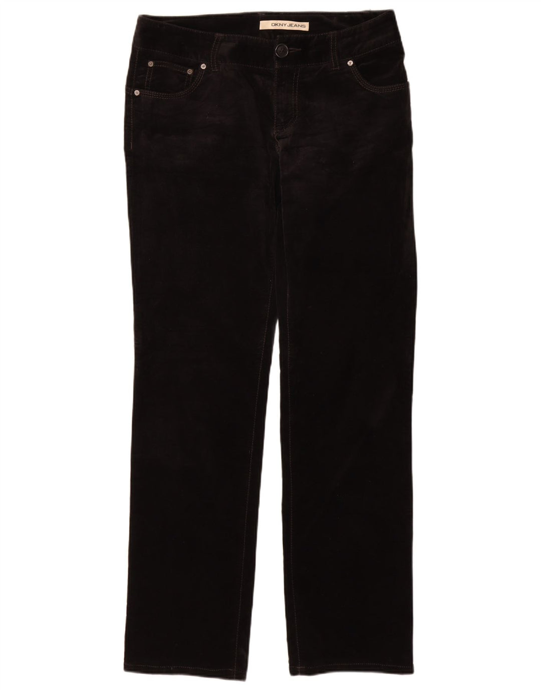 DKNY ženske ravne ležerne hlače od baršuna US 8 srednje W30 L33 crne