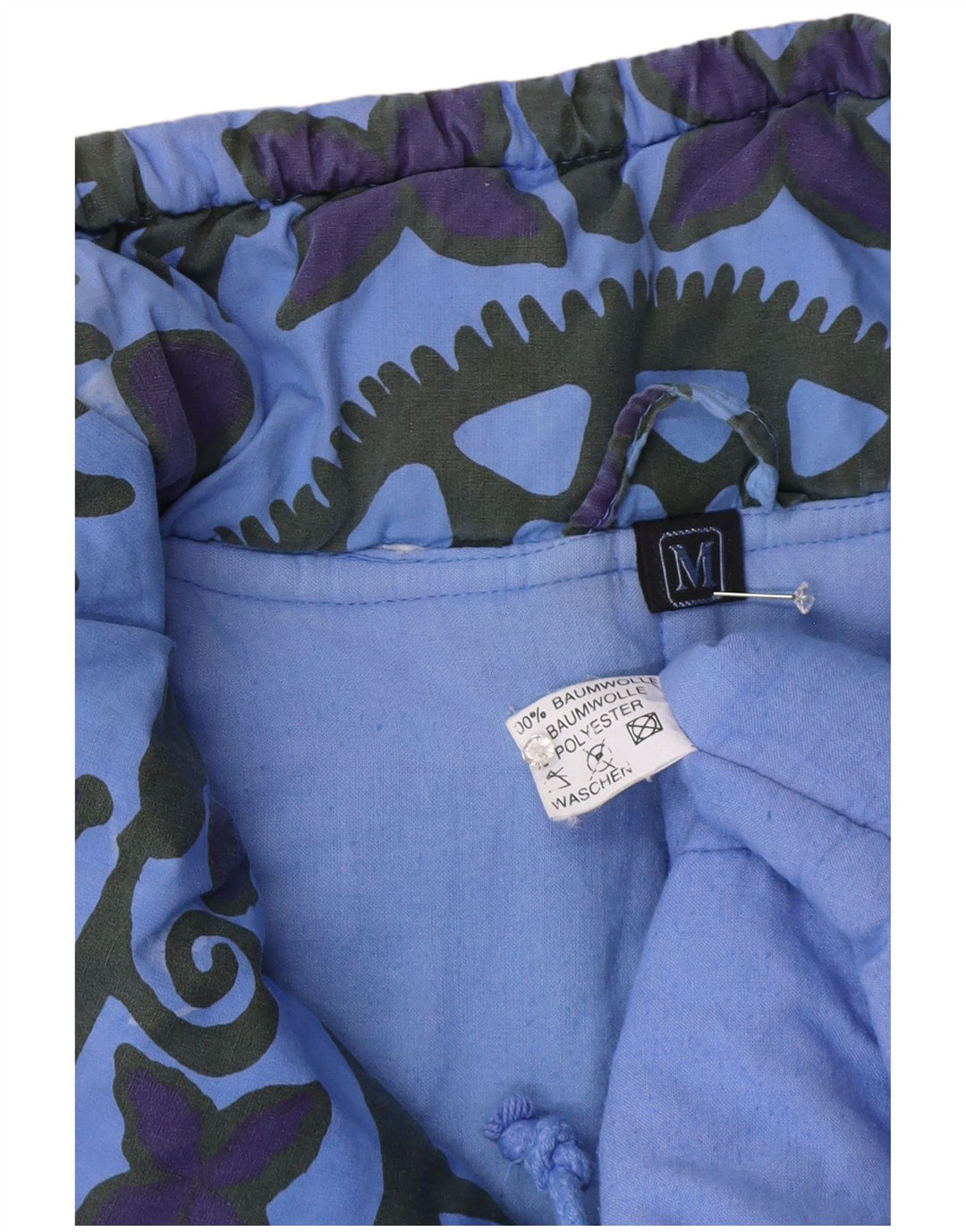 Vintage muška široka anorak jakna UK 38 srednje plavi geometrijski pamuk