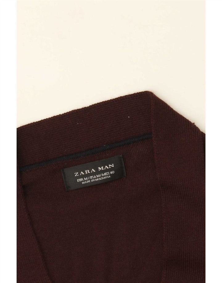 Zara muški kardigan pulover srednje tamnocrvene boje