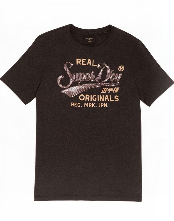 Superdry ženska majica kratkih rukava s grafičkim motivima UK 12 srednje sivi pamuk