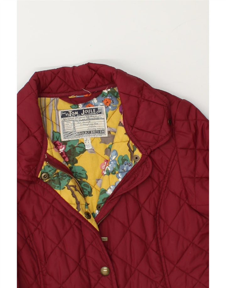 TOM JOULE Womens Quilted Jacket UK 10 Small Maroon Polyester Vintage Tom Joule and Second-Hand Tom Joule from Messina Hembry 