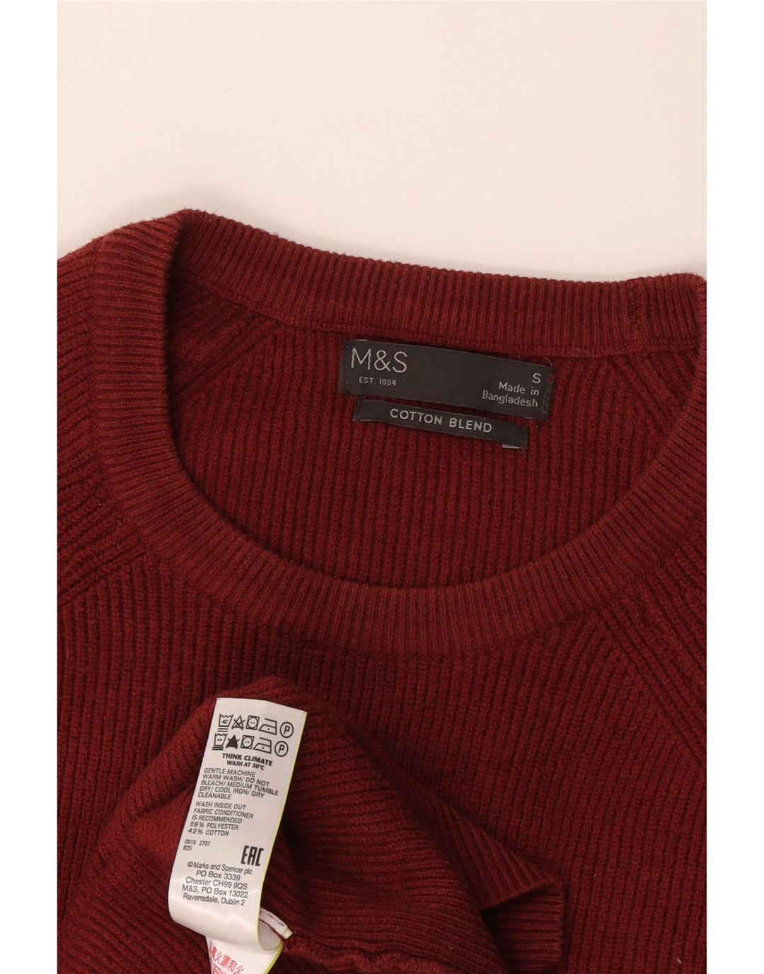 Marks & Spencer muški džemper s okruglim izrezom Mali bordo poliester