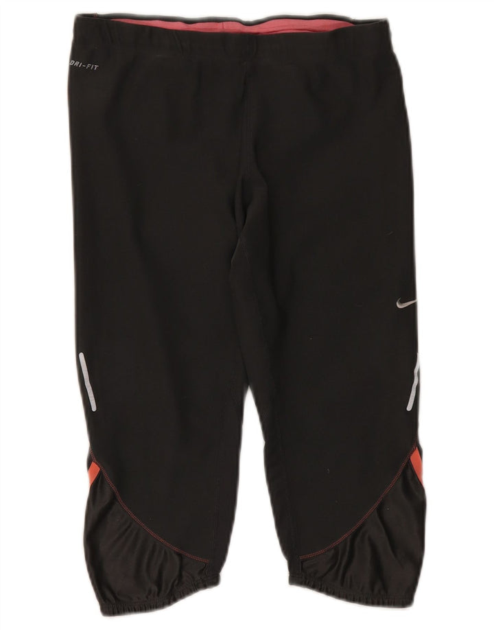 Nike Ženske Dri Fit Capri Trenirke Hlače UK 14 Srednji crni poliester