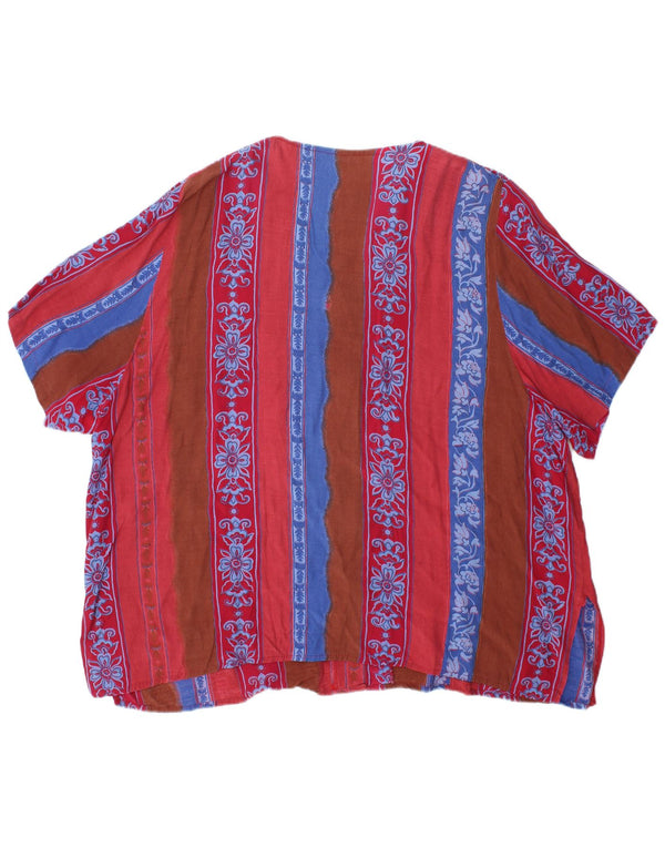 Vintage ženska košulja kratkih rukava UK 22 3XL Raznobojna cvjetna