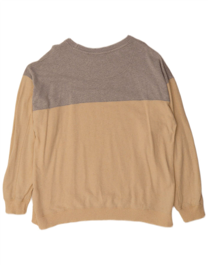 FAT FACE Mens Sweatshirt Jumper Large Beige Colourblock Cotton