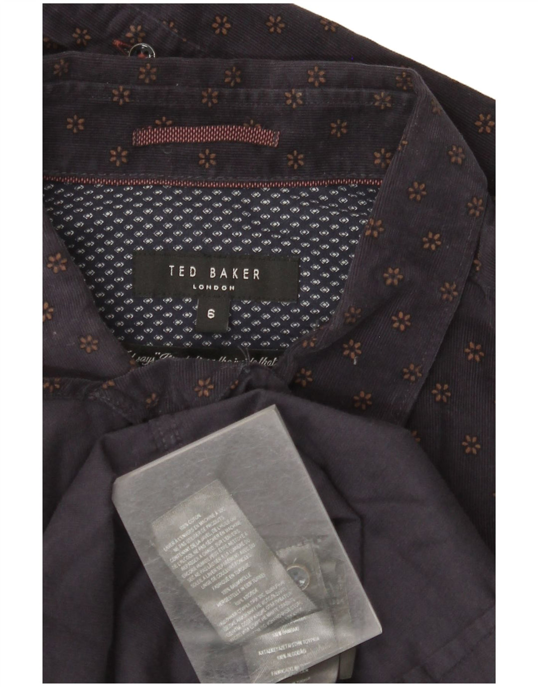 TED BAKER Muška košulja od samta Vel. 6 2XL Mornarsko plava cvjetna pamuk