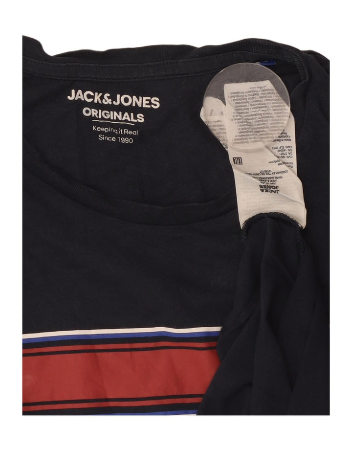 Jack & Jones muška majica kratkih rukava s grafičkim motivima, srednji tamnoplavi pamuk na pruge