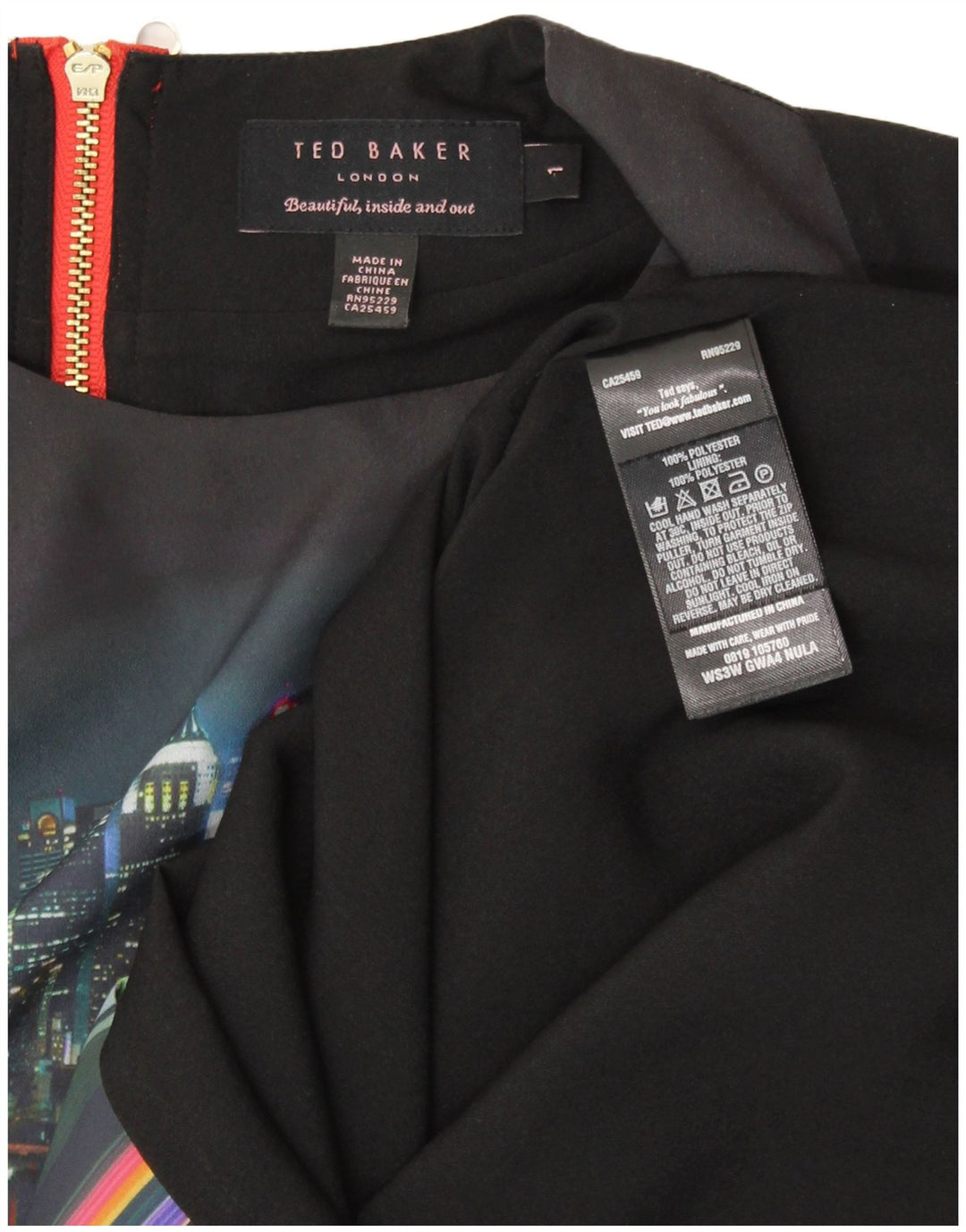 TED BAKER Ženska plašt haljina bez rukava Veličina 1 XS crni prugasti poliester