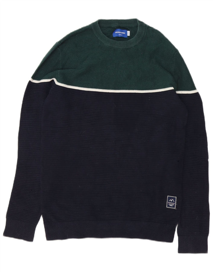 Jack & Jones muški džemper s okruglim izrezom mali tamnoplavi blok boja