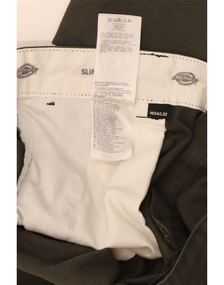 Dickies muške ravne uske chino hlače W34 L32 zeleni poliester