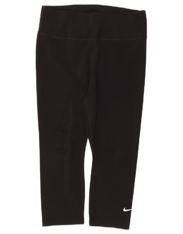 NIKE ženske Dri Fit Capri tajice UK 12 srednje crne poliesterske