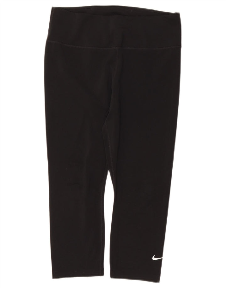 NIKE ženske Dri Fit Capri tajice UK 12 srednje crne poliesterske