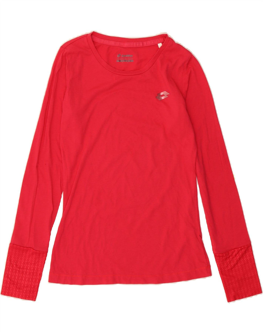 LOTTO Womens Top Long Sleeve UK 10 Small Red Cotton Vintage Lotto and Second-Hand Lotto from Messina Hembry 