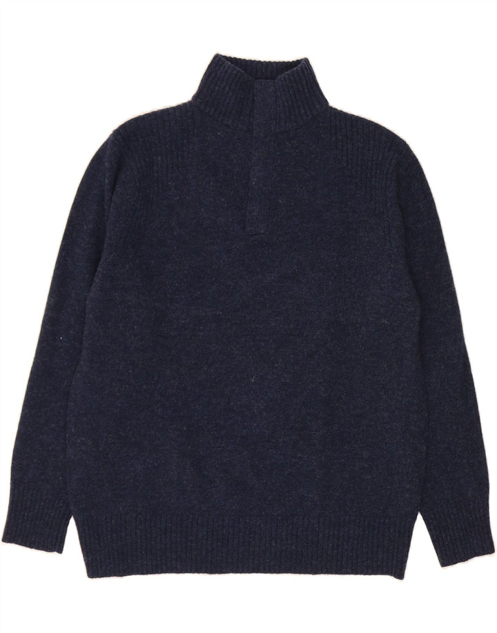 VINTAGE Mens Button Neck Jumper Sweater Medium Navy Blue Vintage Vintage and Second-Hand Vintage from Messina Hembry 