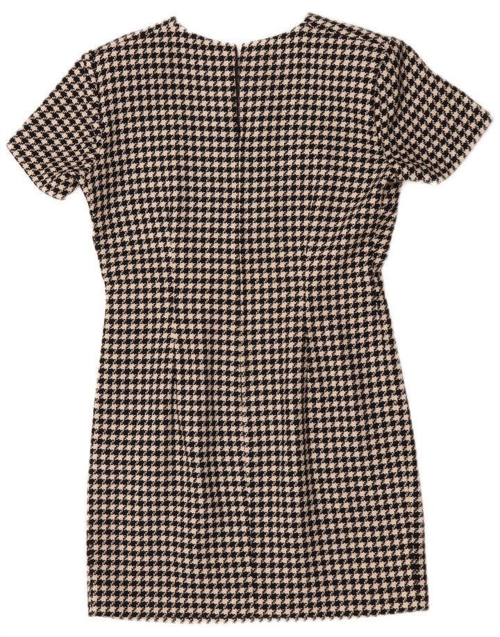 Vintage ženska plašt haljina UK 12 Srednja crna houndstooth