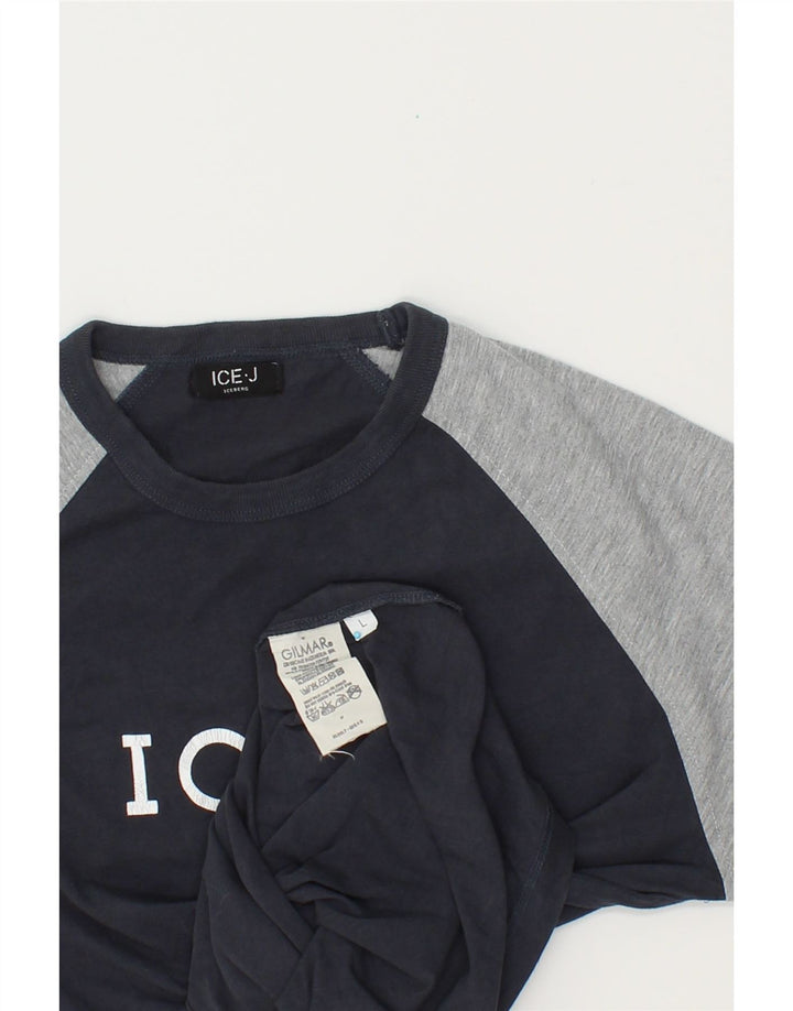 ICEBERG Boys Graphic Top Long Sleeve 11-12 Years Large Navy Blue Vintage Iceberg and Second-Hand Iceberg from Messina Hembry 