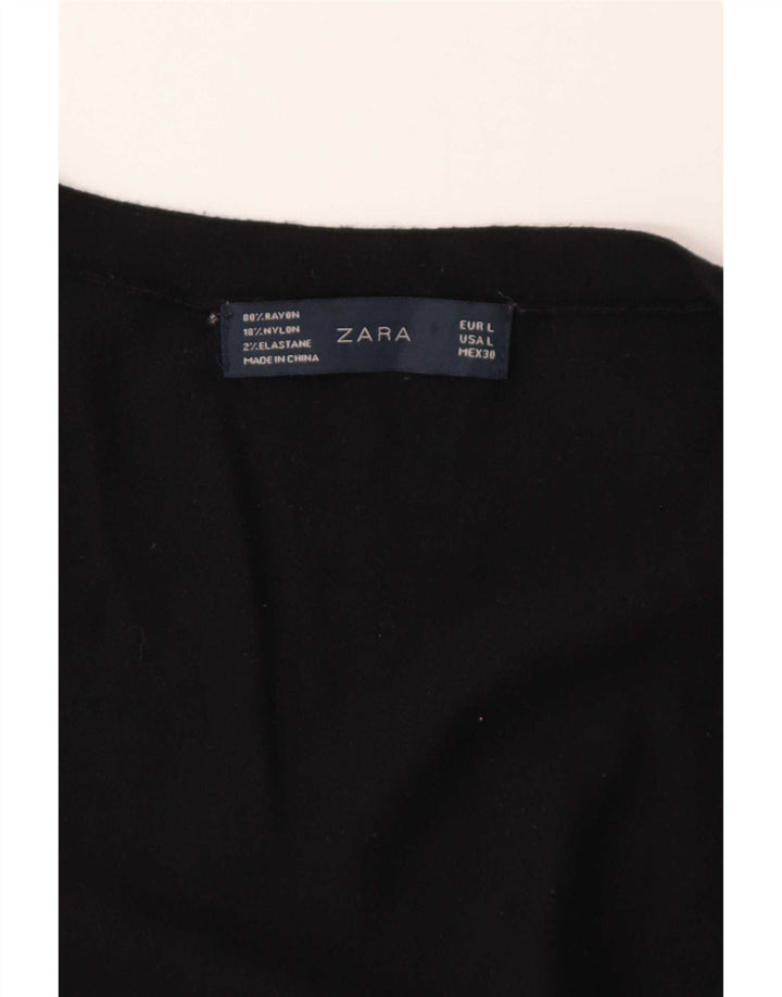 Zara ženski kardigan pulover UK 16 Large Black Rayon