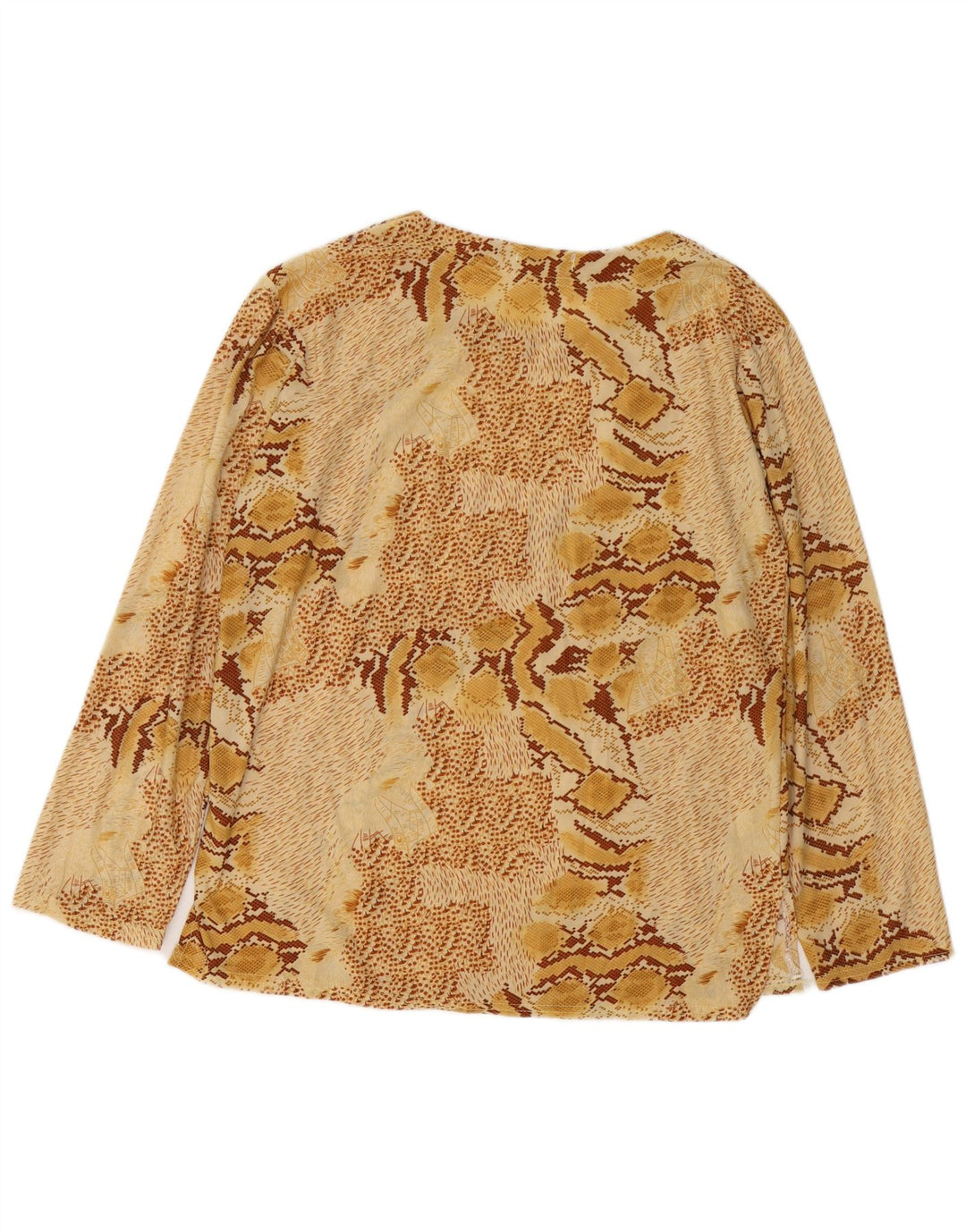 VINTAGE ženska majica dugih rukava UK 18 XL bež pamuk s životinjskim printom