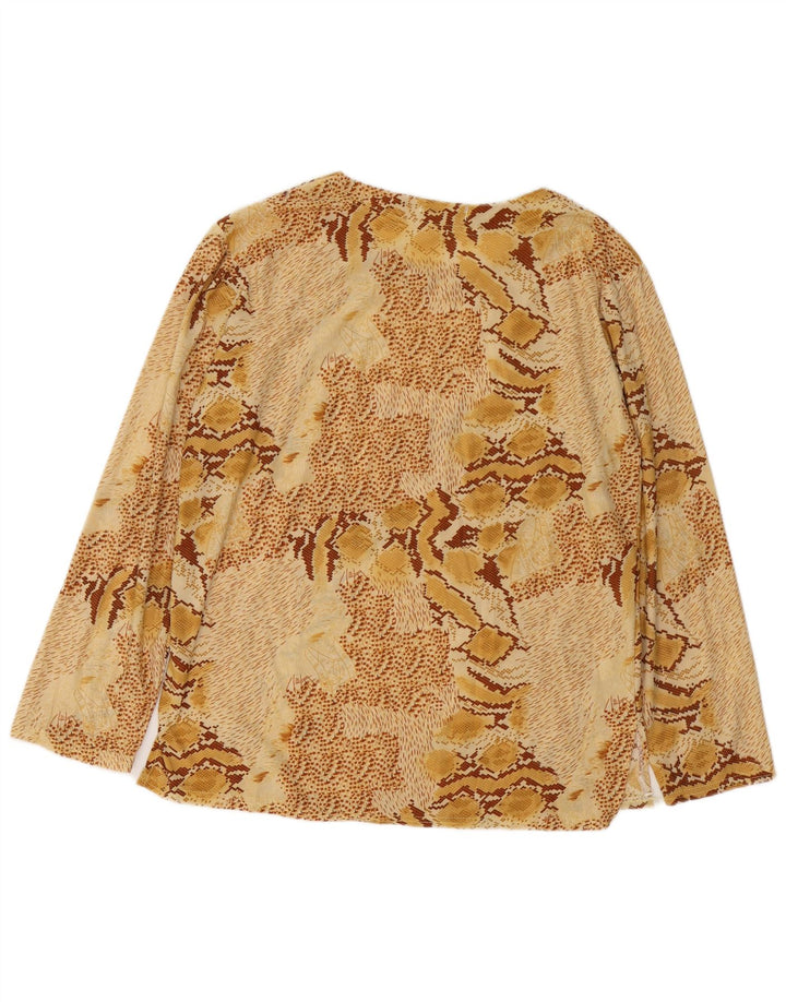 VINTAGE ženska majica dugih rukava UK 18 XL bež pamuk s životinjskim printom