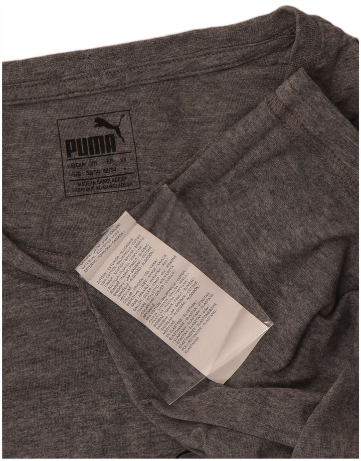 PUMA Mens Graphic T-Shirt Top Large Grey Cotton