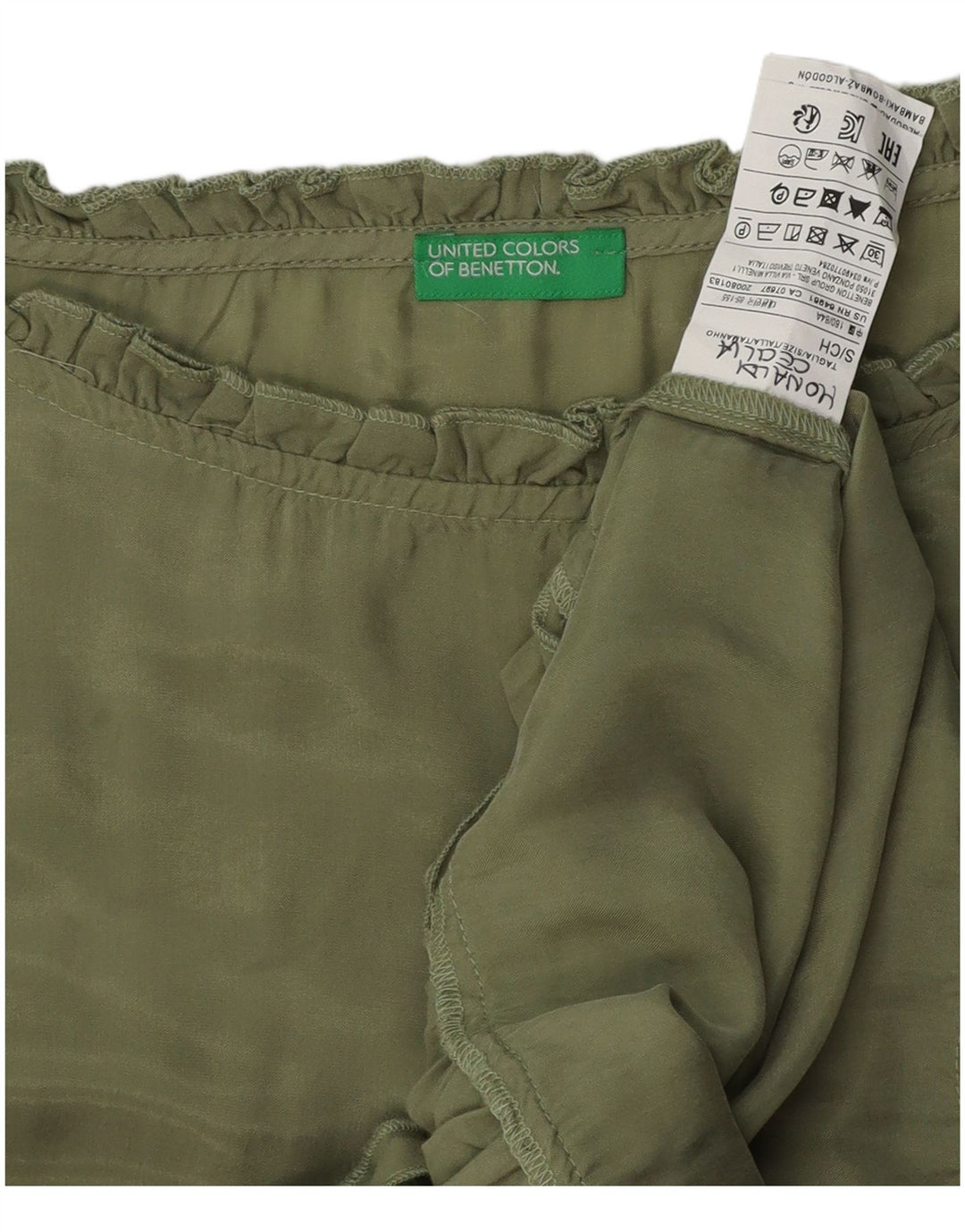 BENETTON gornji dio ženske prevelike bluze UK 10 Small Green Cupro