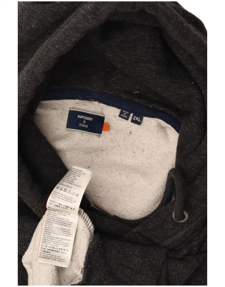 SUPERDRY muška majica s kapuljačom 2XL, sivi flekasti pamuk