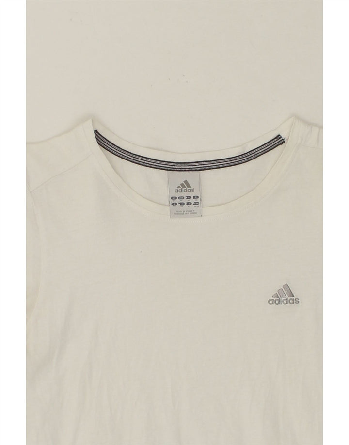 ADIDAS Womens T-Shirt Top UK 14 Medium White Cotton Vintage Adidas and Second-Hand Adidas from Messina Hembry 