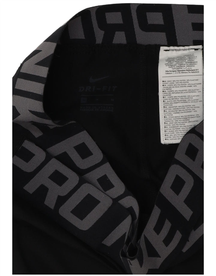 NIKE Ženske Dri Fit grafičke tajice UK 12 Srednje crni poliester