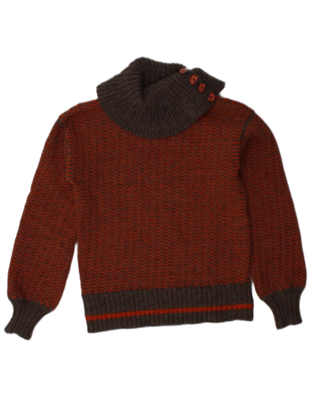 VINTAGE ženski pulover s rol izrezom UK 10 Mali narančasti ševron