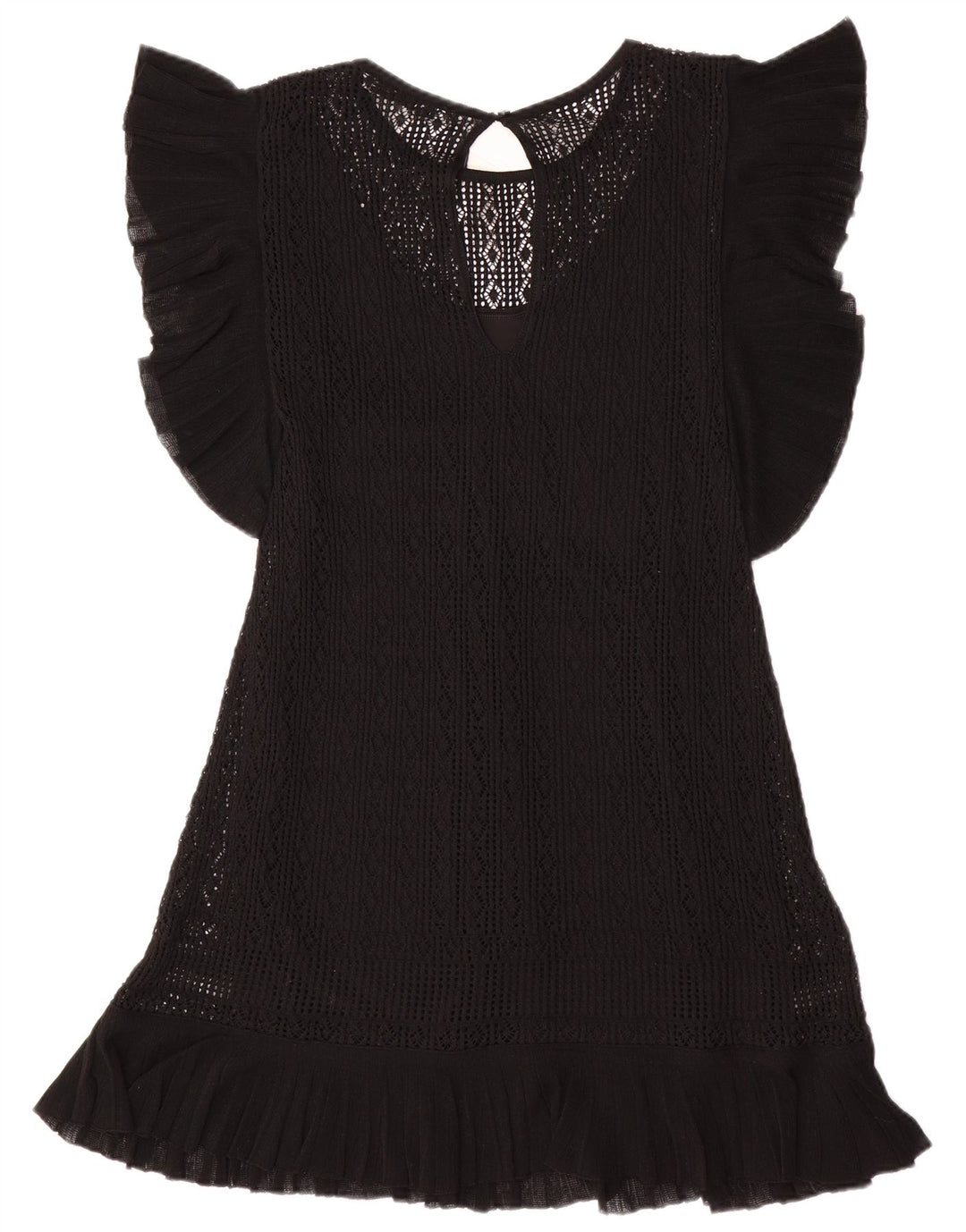 ZARA ženska džemper haljina kratkih rukava UK 12 Srednji crni poliester