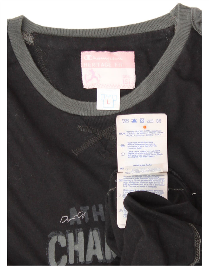 CHAMPION Ženska majica kratkih rukava Heritage Fit UK 14 Veliki crni pamuk