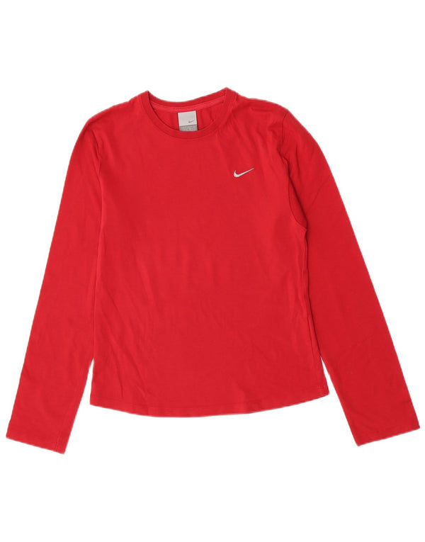 Nike Ženska majica dugih rukava UK 10/12 Srednje crvena pamuk