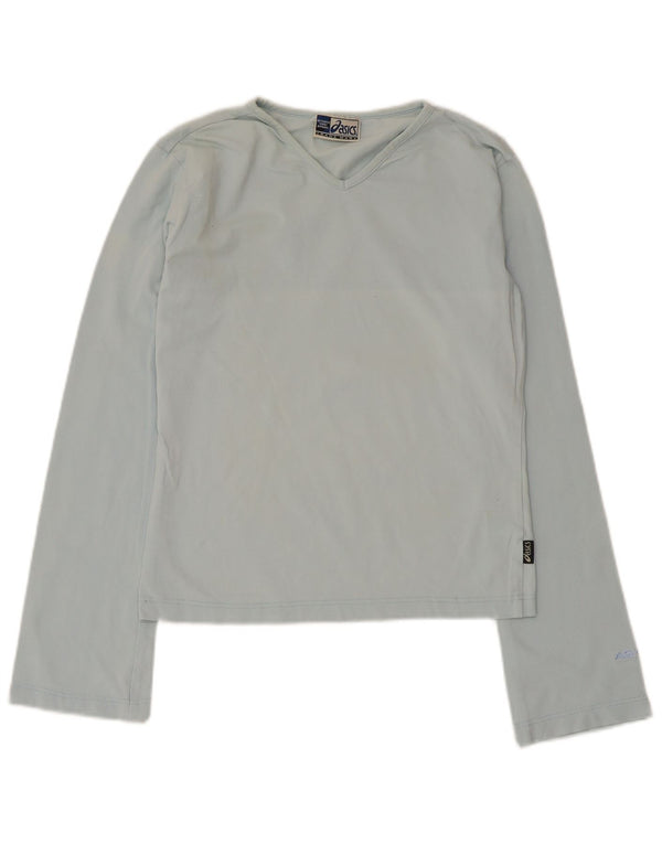 Asics Womens Top Long Sleeve UK 14 Large Blue Cotton