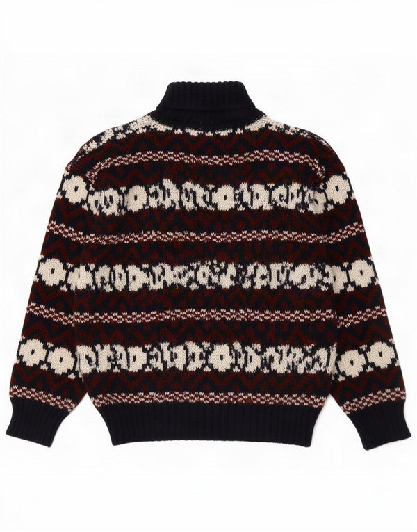Vintage muški pulover s rol izrezom srednje boje Fair Isle
