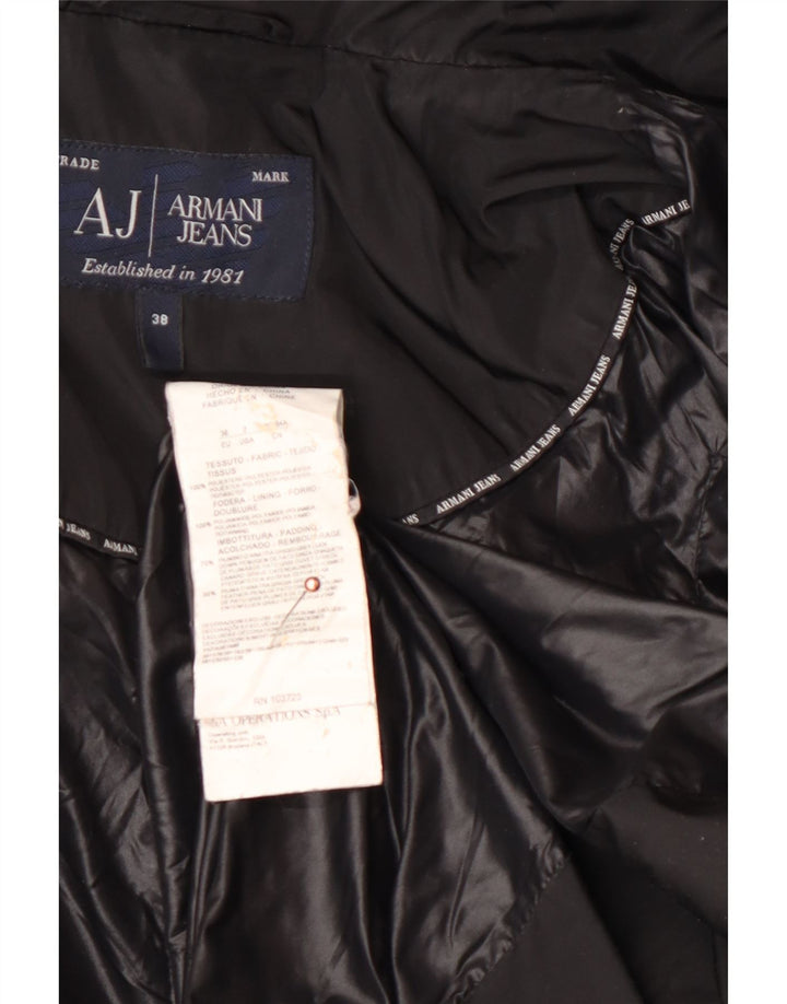 ARMANI JEANS Ženski preveliki podstavljeni kaput s kapuljačom IT 38 XS crni poliester