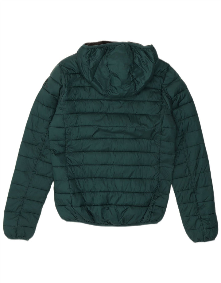 KAPPA Mens Hooded Padded Jacket UK 36 Small Green Nylon