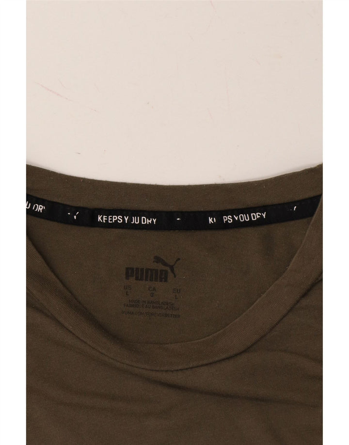 PUMA Mens Graphic T-Shirt Top Large Khaki Cotton Vintage Puma and Second-Hand Puma from Messina Hembry 