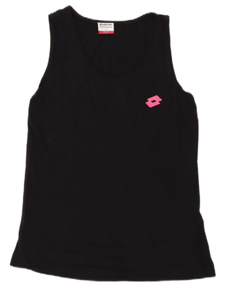 LOTTO Womens Vest Top UK 10 Small Black Cotton Vintage Lotto and Second-Hand Lotto from Messina Hembry 