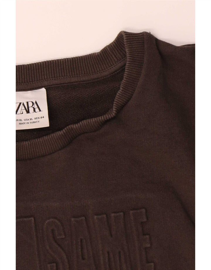 Zara muški džemper s grafičkim motivima XL, smeđi pamuk
