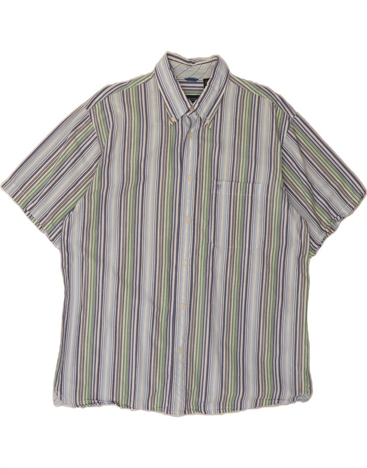 IZOD Mens Short Sleeve Shirt Large Blue Striped Cotton Vintage Izod and Second-Hand Izod from Messina Hembry 