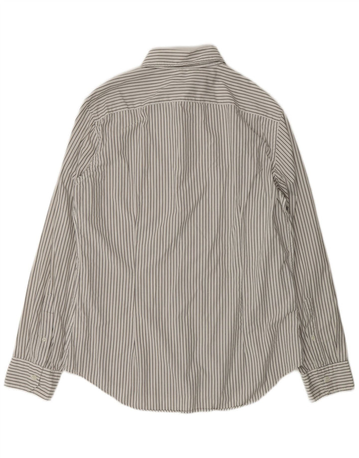 BENETTON Mens Shirt 2XL White Striped Cotton