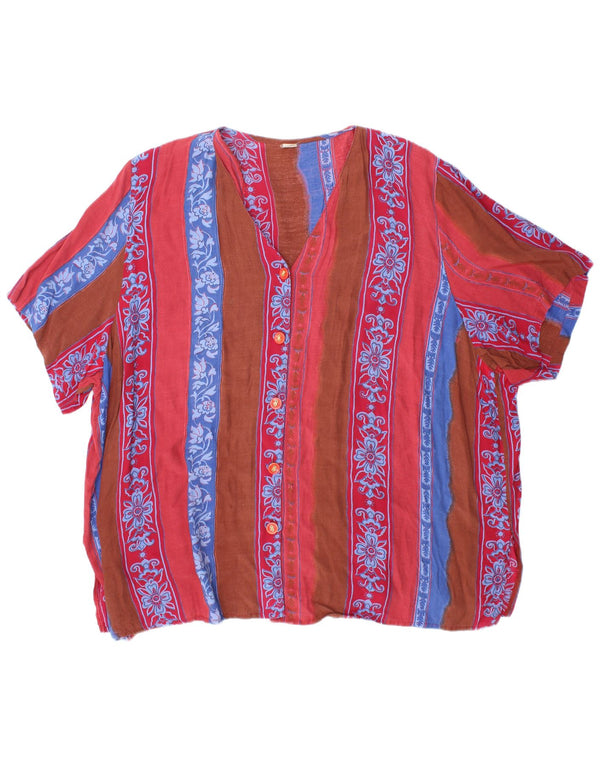 Vintage ženska košulja kratkih rukava UK 22 3XL Raznobojna cvjetna