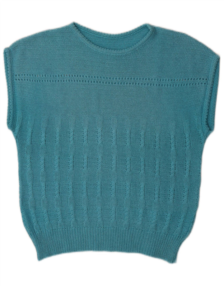 Vintage ženski prsluk bez rukava IT 48 XL plava
